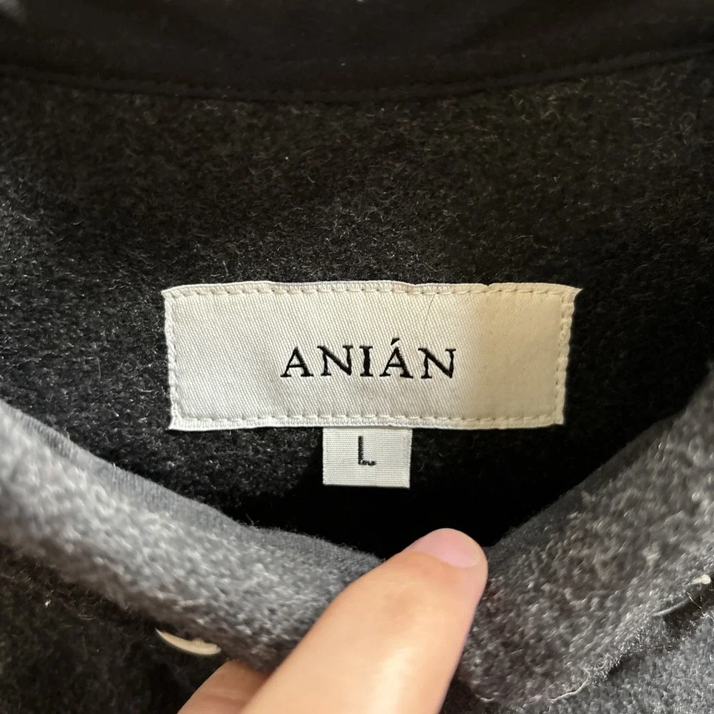 Anian Modern Melton‎ Overshirt Dark Gray Size Large Recycled Wool Shirt Jacket